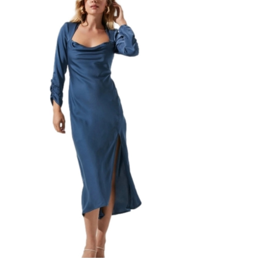 ASTR DUSTY BLUE dress midi